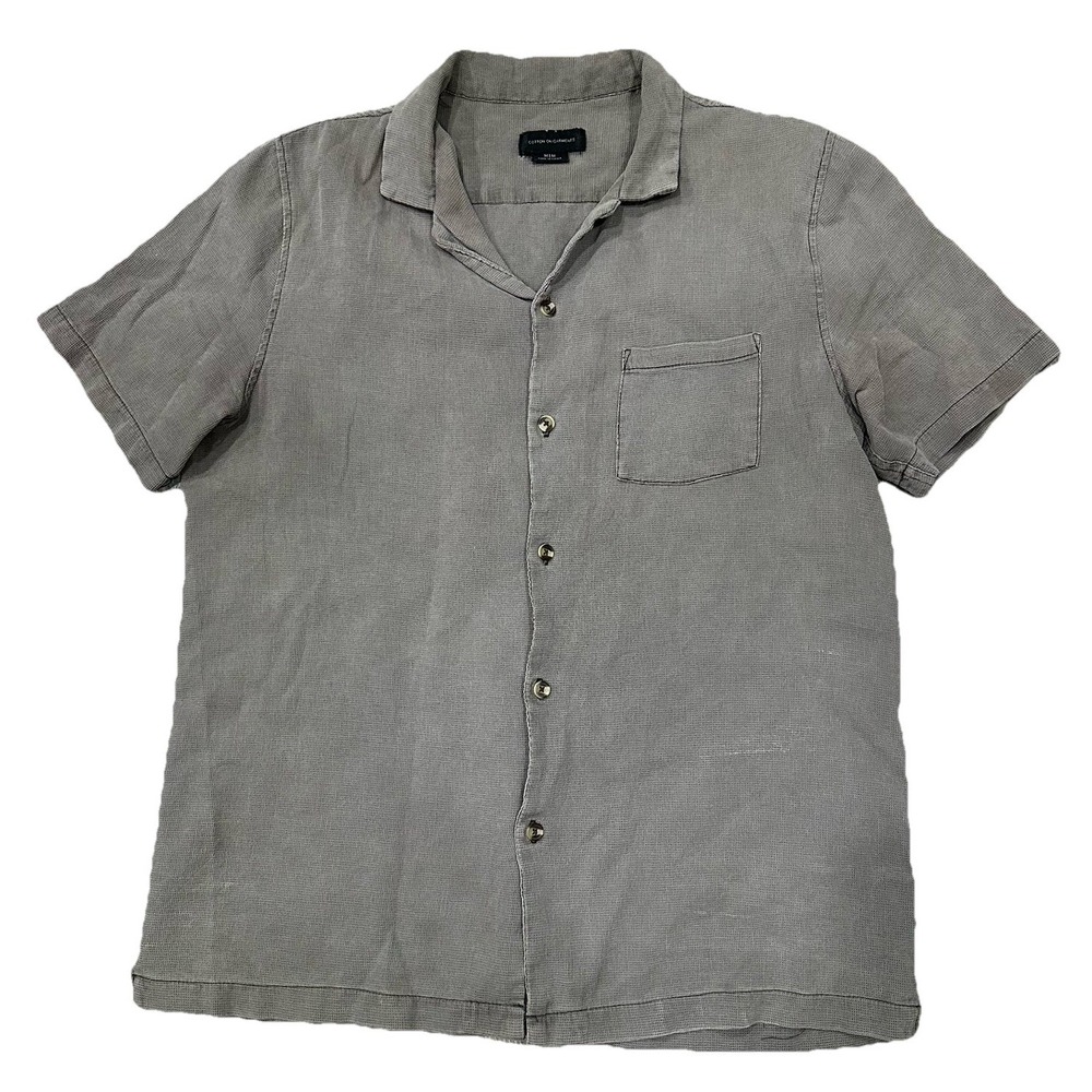 Cotton On Garments Shirt Men's Medium Gray Short‎ Sleeve Button Front Shirt